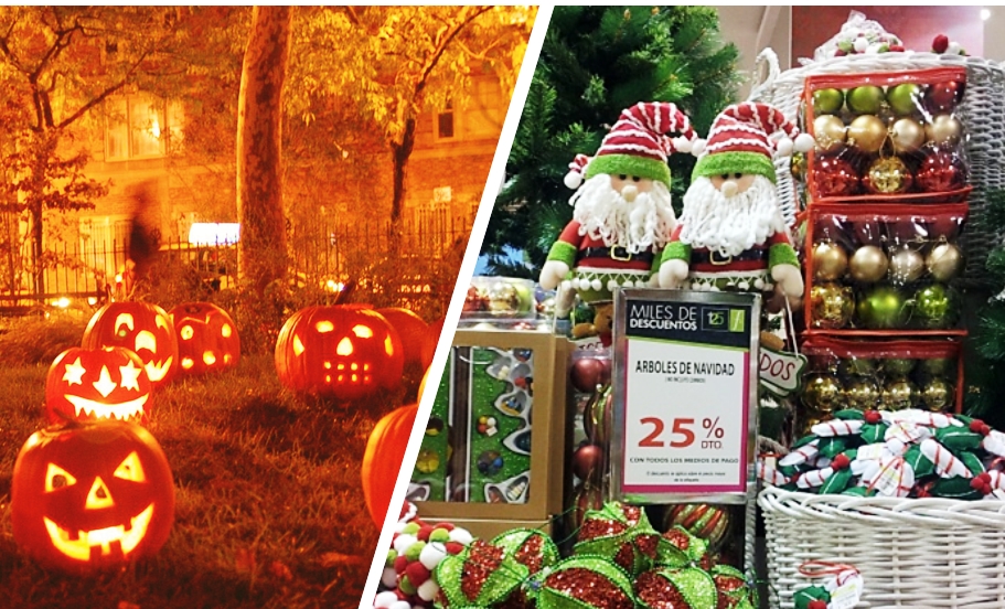 Las tradicionales calabazas de Hallowen y los arbolitos de Navidad al 25% de descuentos en Falabella.