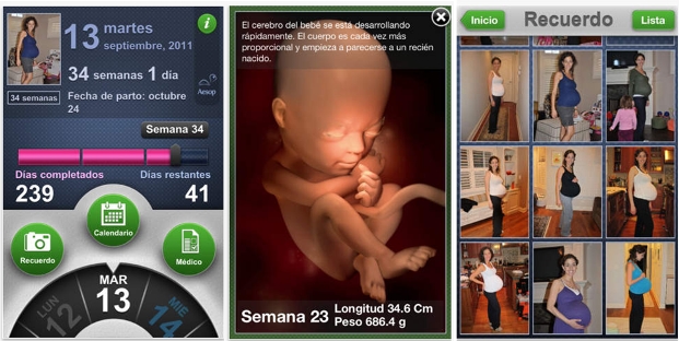 Capturas de pantalla de la app "Progreso del Embarazo diario del bebé" para IOS | Imágenes: iTunes.