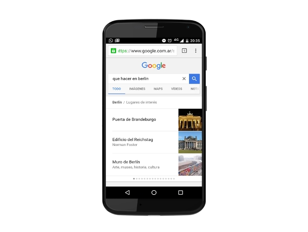 Búsqueda con el celular en Google de lugares de interés