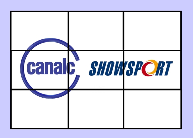 Simulación ilustrativa de cómo se verían los logos de Canal C y Showsport en el video wall.