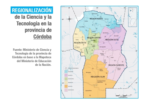 Las seis regiones | Imagen editada por Los Turello en base al Ministerio de Ciencia y Tecnología de Córdoba.