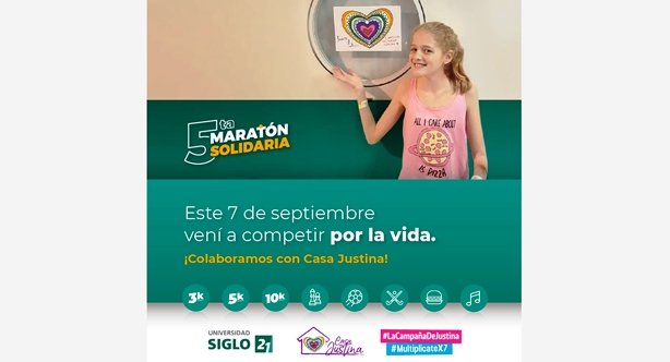 Maratón solidaria por Casa Justina en el Campus de la Universidad Siglo 21 (Córdoba) | Imagen: US 21.