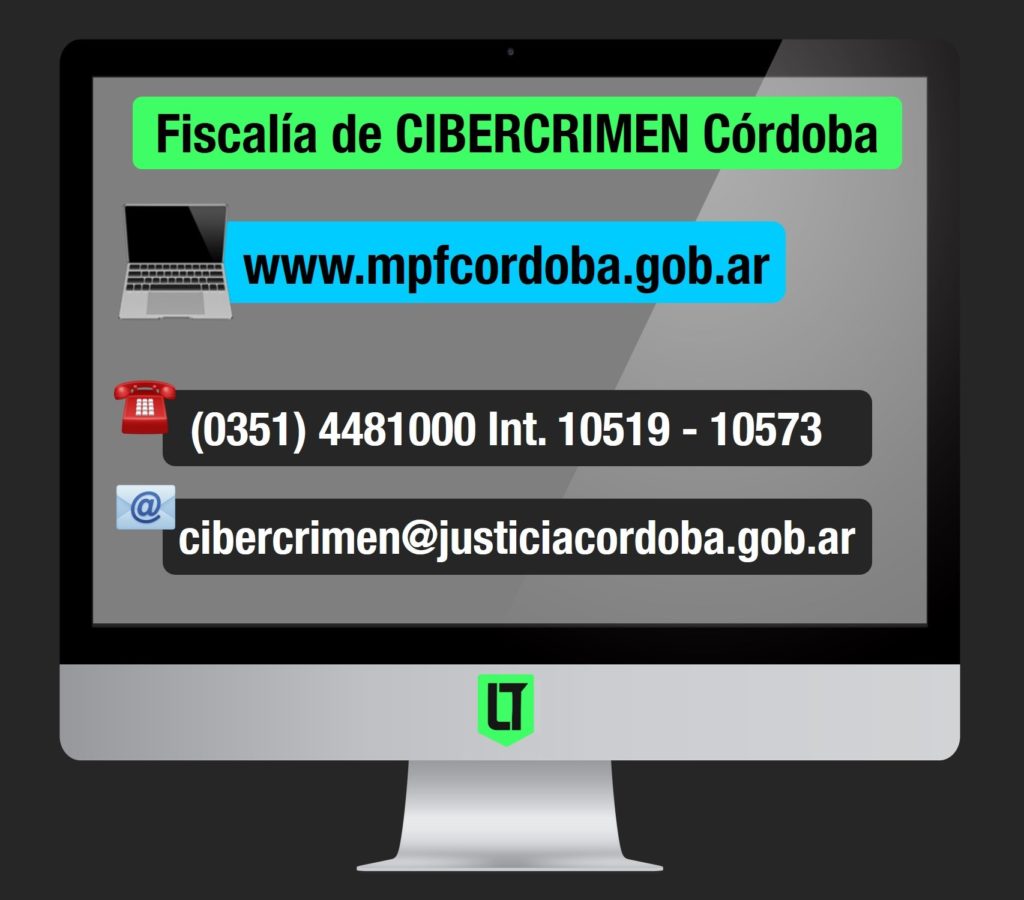 Ciberdelitos: datos de contacto de la fiscalía especializada en Cibercrimen del Ministerio Público Fiscal de Córdoba | Infografía: Los Turello de bolsillo.